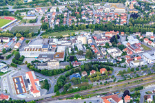 Vue aérienne de Zone commerciale Bahnhofstraße avec Bizerba Service et IDEAL Krug + Priester GmbH & Co. KG à Balingen dans le département Bade-Wurtemberg, Allemagne