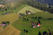 Vue aérienne de Fermes individuelles dans le district de Riesen à le quartier Rubstock in Aichhalden dans le département Bade-Wurtemberg, Allemagne