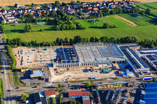 Chantier de construction du nouveau parc logistique de HANSAINVEST et DFI-Real-Estate Kandel après la démolition du marché OBI à le quartier Minderslachen in Kandel dans le département Rhénanie-Palatinat, Allemagne hors des airs