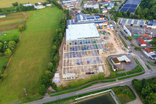Chantier de construction du nouveau parc logistique de HANSAINVEST et DFI-Real-Estate Kandel après la démolition du marché OBI à le quartier Minderslachen in Kandel dans le département Rhénanie-Palatinat, Allemagne d'en haut