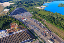 Vue aérienne de ARCHICUB - Parking pour l'importation de camions et de voitures Walon à Lauterbourg dans le département Bas Rhin, France