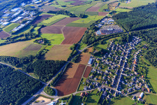 Vue aérienne de Vue du nord-est avec Kaufland Hermeskeil et la quincaillerie Globus dans le parc d'activités Römerstr à le quartier Abtei in Hermeskeil dans le département Rhénanie-Palatinat, Allemagne