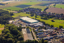 Chantier de construction du nouveau parc logistique de HANSAINVEST et DFI-Real-Estate Kandel après la démolition du marché OBI à le quartier Minderslachen in Kandel dans le département Rhénanie-Palatinat, Allemagne vue du ciel