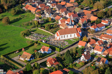 Photographie aérienne de Église et cimetière à Seebach dans le département Bas Rhin, France