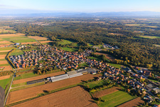 Vue aérienne de De l'ouest à Niederrœdern dans le département Bas Rhin, France