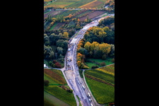 Vue aérienne de Chantier pour l'élargissement à quatre voies de la B10 au niveau du pont de Queich à le quartier Godramstein in Landau in der Pfalz dans le département Rhénanie-Palatinat, Allemagne