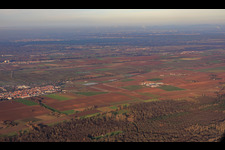 Vue aérienne de Champs d'hiver entre Zeiskam et Hochstadt du sud à le quartier Niederhochstadt in Hochstadt dans le département Rhénanie-Palatinat, Allemagne