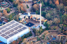 Vue aérienne de Place des Fontaines à Plopsaland, en Allemagne à Haßloch dans le département Rhénanie-Palatinat, Allemagne