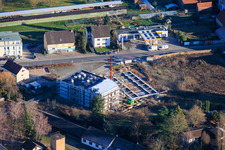 Vue aérienne de Chantier de construction d'immeubles d'habitation sur la Neue Landstraße à Rülzheim dans le département Rhénanie-Palatinat, Allemagne