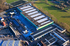 Vue aérienne de Construction d'un nouveau parc logistique par HANSAINVEST et DFI-Real-Estate Kandel pour FRISCHEPLATTFORM SÜDWEST de Gemüsering Stuttgart GmbH à Wörth am Rhein dans le département Rhénanie-Palatinat, Allemagne