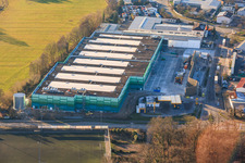 Vue oblique de Construction d'un nouveau parc logistique par HANSAINVEST et DFI-Real-Estate Kandel pour FRISCHEPLATTFORM SÜDWEST de Gemüsering Stuttgart GmbH à Wörth am Rhein dans le département Rhénanie-Palatinat, Allemagne