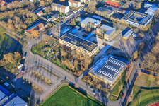 Vue aérienne de IGS Kandel avec nouvelle cour à Kandel dans le département Rhénanie-Palatinat, Allemagne