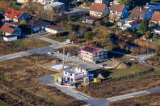 Vue oblique de Nouvelle zone de développement entre Michelsbach et Fischmal à Leimersheim dans le département Rhénanie-Palatinat, Allemagne