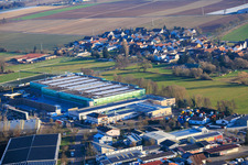 Construction d'un nouveau parc logistique par HANSAINVEST et DFI-Real-Estate Kandel pour FRISCHEPLATTFORM SÜDWEST de Gemüsering Stuttgart GmbH à Wörth am Rhein dans le département Rhénanie-Palatinat, Allemagne hors des airs