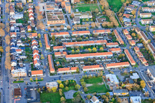 Complexe résidentiel situé dans la Grazerstrasse à le quartier Gartenstadt in Ludwigshafen am Rhein dans le département Rhénanie-Palatinat, Allemagne