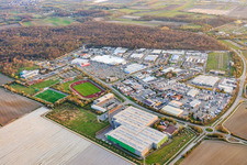Parc industriel sud avec Frigo-Trans GmbH Mutterstadt et dépôt de conteneurs de Kobler à Mutterstadt dans le département Rhénanie-Palatinat, Allemagne