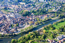 Peupliers sur les rives de la Sarre, le long de la rue du Bac à Saargemünd dans le département Moselle, France