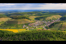 Vignobles entre vallée et forêt, exposés au sud à Ramsthal dans le département Bavière, Allemagne
