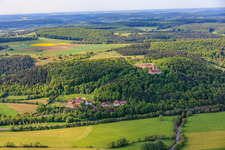 Château de Saaleck, Académie de musique bavaroise Hammelburg et ancienne église du monastère de la vieille ville, vue du nord à Hammelburg dans le département Bavière, Allemagne