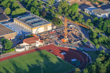Stade et salle Queichtal ainsi que chantier de construction au Konrad-Lerch-Ring à Offenbach an der Queich dans le département Rhénanie-Palatinat, Allemagne