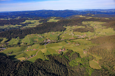 Prairies de la Forêt-Noire autour du Sulzbach, vues du nord-est à le quartier Diesenhof in Lauterbach dans le département Bade-Wurtemberg, Allemagne