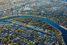 Parkinsel / Parc urbain entre le port Luitpoldhafen et la rive du Rhin à le quartier Süd in Ludwigshafen dans le département Rhénanie-Palatinat, Allemagne