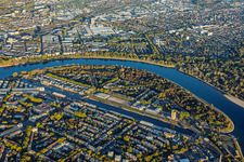 Parkinsel / Parc urbain entre le port Luitpoldhafen et la rive du Rhin à le quartier Süd in Ludwigshafen dans le département Rhénanie-Palatinat, Allemagne