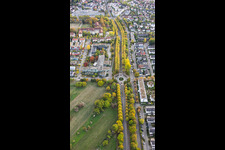 Allée bordée d'arbres en automne, rue Karlsruher Straße à Ettlingen dans le département Bade-Wurtemberg, Allemagne