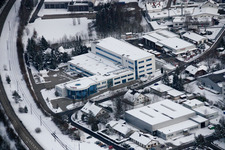 Ittersbach, zone industrielle à le quartier Im Stockmädle in Karlsbad dans le département Bade-Wurtemberg, Allemagne vue d'en haut