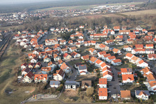Vue aérienne de Quartier résidentiel du lotissement multifamilial Est à Bellheim dans le département Rhénanie-Palatinat, Allemagne