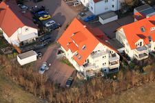 Kirchweg dans la nouvelle zone de développement O à Bellheim dans le département Rhénanie-Palatinat, Allemagne vue d'en haut