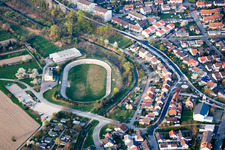 Vue aérienne de Hippodrome RV Badenia, Linkenheim à le quartier Linkenheim in Linkenheim-Hochstetten dans le département Bade-Wurtemberg, Allemagne