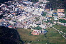 Ittersbach, zone industrielle à le quartier Im Stockmädle in Karlsbad dans le département Bade-Wurtemberg, Allemagne vue d'en haut