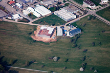 Ittersbach, zone industrielle à le quartier Im Stockmädle in Karlsbad dans le département Bade-Wurtemberg, Allemagne depuis l'avion