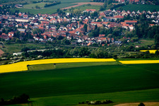 Vue aérienne de Champs agricoles et surfaces utilisables à Ebertsheim dans le département Rhénanie-Palatinat, Allemagne