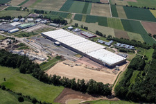 Vue oblique de Nouveau chantier dans la zone industrielle de Horst pour Friedrich random GmbH & Co. KG Société de transport internationale dans la zone industrielle de Horst à le quartier Minderslachen in Kandel dans le département Rhénanie-Palatinat, Allemagne