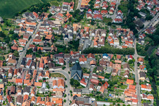 Vue aérienne de Sainte-Gertrude, rue Lower Main à Leimersheim dans le département Rhénanie-Palatinat, Allemagne