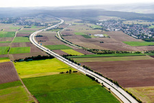 Vue aérienne de Tracé autoroutier du BAB A6 à Hettenleidelheim dans le département Rhénanie-Palatinat, Allemagne