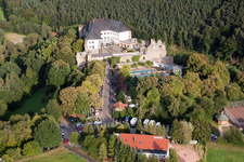 Vue aérienne de Auberge de jeunesse Burg Altleiningen dans le quartier Höningen d'Altleiningen à Wattenheim dans le département Rhénanie-Palatinat, Allemagne