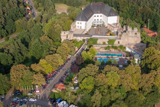 Vue aérienne de Auberge de jeunesse Burg Altleiningen dans le quartier Höningen d'Altleiningen à Wattenheim dans le département Rhénanie-Palatinat, Allemagne
