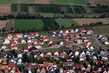 Vue aérienne de Nouvelle zone de développement à Unterfeld depuis le sud-ouest à le quartier Schaidt in Wörth am Rhein dans le département Rhénanie-Palatinat, Allemagne