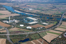 Vue aérienne de Station d'épuration BASF à le quartier Mörsch in Frankenthal dans le département Rhénanie-Palatinat, Allemagne