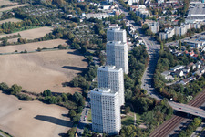 Vue aérienne de Oggersheim, Au Froschlache à le quartier Friesenheim in Ludwigshafen am Rhein dans le département Rhénanie-Palatinat, Allemagne