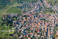 Vue aérienne de Vue des rues et des maisons des quartiers résidentiels à le quartier Wachenheim in Wachenheim an der Weinstraße dans le département Rhénanie-Palatinat, Allemagne