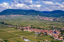 Vue aérienne de Vignobles entre Burrweiler et Edesheim à Edesheim dans le département Rhénanie-Palatinat, Allemagne