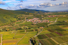 Vue aérienne de Village viticole au bord du Haardt vu du sud à Gleisweiler dans le département Rhénanie-Palatinat, Allemagne