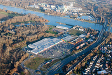 Vue aérienne de Centre Luitpold à le quartier Maximiliansau in Wörth am Rhein dans le département Rhénanie-Palatinat, Allemagne