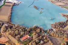 Photographie aérienne de Usine de gravier de WOLFF & MÜLLER Quarzsande GmbH Usine Hagenbach à Hagenbach dans le département Rhénanie-Palatinat, Allemagne