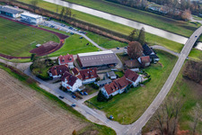 Photographie aérienne de SV Niederbühl Donau et Ali's Gasthaus Engel à le quartier Niederbühl in Rastatt dans le département Bade-Wurtemberg, Allemagne