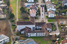 Vue aérienne de Paroisse du Sacré-Cœur à Rastatt dans le département Bade-Wurtemberg, Allemagne